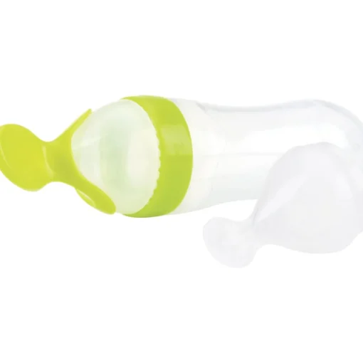 Alimentador De Silicona Con 2 Cucharas Verde