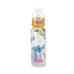 Botella Redonda Transparente 240Ml Con Tetina De Silicona Tiburon