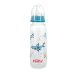 Botella Redonda Transparente 240Ml Con Tetina De Silicona Tiburon