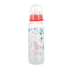 Botella Redonda Transparente 240Ml Con Tetina De Silicona Cohete