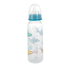 Botella Redonda Transparente 240Ml Con Tetina De Silicona Tiburon