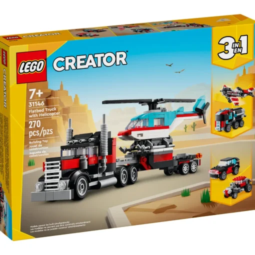 LEGO® Creator: Camión Plataforma con Helicóptero