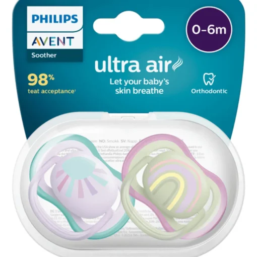 Phillips Avent Chupo Entretencion Ultra Air 0-6M Sol/Arcoiris Rosado SCF085/59