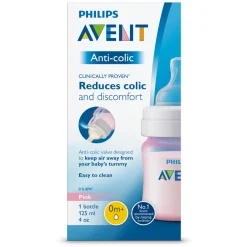 Phillips Avent Tetero Válvula Anticólicos Rosa 4Oz SCY121/07