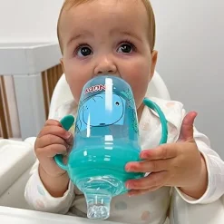 Vaso De Iniciación Con Valvula De Silicona 8 Onzas Animales Marinos