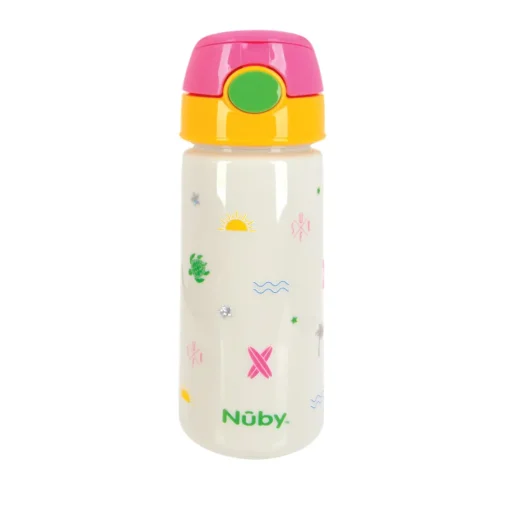 Vaso Pitillo 18 Oz Color Blanco Con Tapa Rosada