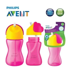 Vaso Pitillo 10 Oz Rosado Avent